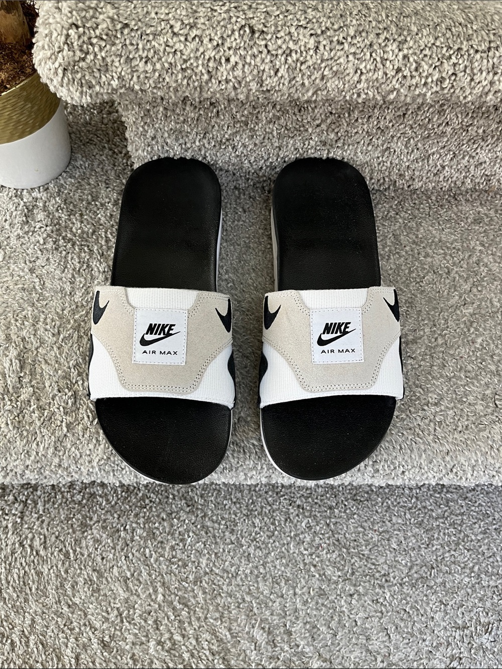 Nike Air Max Men's Black and White Slide Sandals